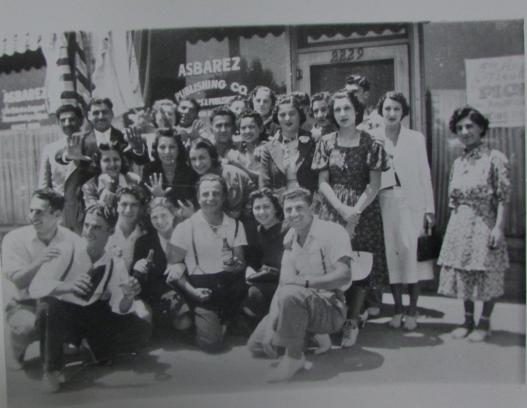 Photo of several Armenian youth posing before the Asbarez newspaper office at 2229 Ventura Avenue, circa 1930s. (Photo courtesy of the Armenian Studies Program, Fresno State).
