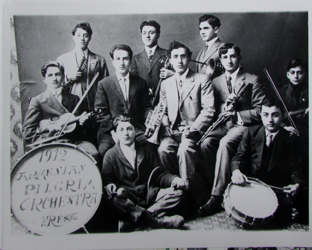 Among the first Armenians to settle in Fresno in the early 1880s were Protestants, specifically of the Congregational Church.  Established in 1901, the Pilgrim Armenian Congregational Church had several locations before moving into its current home on First Street in 1961 (Bulbulian 2001:87-89).  At the time of the photo (1912), the church was located at Van Ness Avenue and Inyo.  (Photo courtesy of the Armenian Studies Program, Fresno State.) 